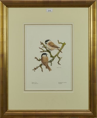 Lot 1115 - Benjamin Perkins (b.1932) watercolour - Marsh Tit, Chadacre Estate, Suffolk, signed and inscribed, 39cm x 28cm, in glazed gilt frame