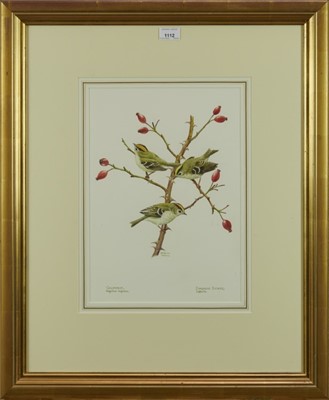 Lot 1112 - Benjamin Perkins (b.1932) watercolour - Goldcrest, Chadacre Estate, Suffolk, signed and inscribed, 39cm x 28cm, in glazed gilt frame