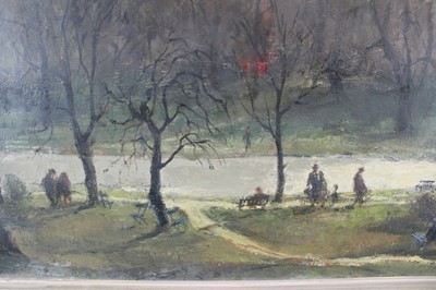 Lot 1111 - Sir Robert Vere 'Robin' Darwin KCB, CBE, RA, RSA, PRWA, NEAC (British 1910-1974) oil on canvas - Hyde Park, signed, in gilt frame