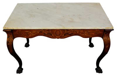 Lot 1343 - 19th century Dutch floral marquetry inlaid hall table with white marble top