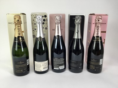 Lot 35 - Champagne - five bottles, Moët & Chandon, Billecart Salmon, Henriot and Fortnums, all boxed