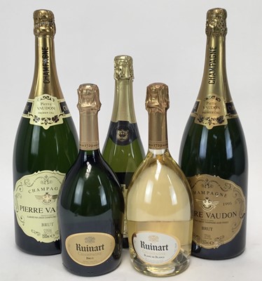 Lot 36 - Champagne - five bottles, Pierre Vaudon 1995 (magnum), another NV, Ruinart and a bottle of Cava