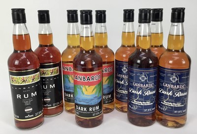 Lot 65 - Rum - nine bottles, Lanbardi Dark Rum, each 37.5%, 70cl
