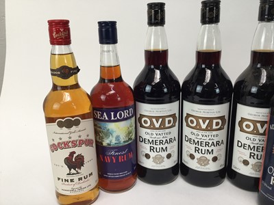 Lot 67 - Rum - nine bottles, Admiral Benbow, O.V.D., Cockspur and others