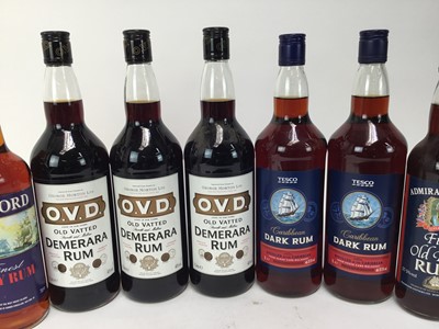 Lot 67 - Rum - nine bottles, Admiral Benbow, O.V.D., Cockspur and others