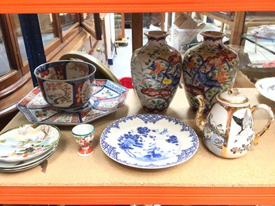 Lot 360 - Group of Japanese ceramics including pair of Imari vases