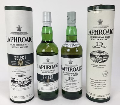 Lot 87 - Whisky - two bottles, Laphroaig 10 years old and another, in original card tubes