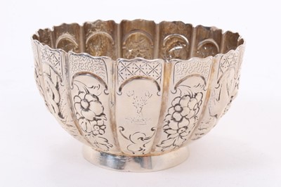 Lot 394 - Victorian silver bowl of circular form with panels of