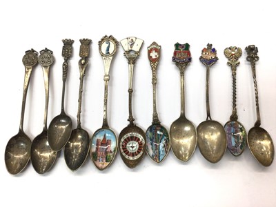 Lot 940 - Collection of silver and plated souvenir spoons with enamelled decoration