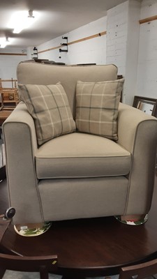 Lot 1242 - Contemporary upholstered armchair with two cushions