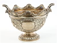 Lot 404 - Victorian Silverer trophy rose bowl with twin...