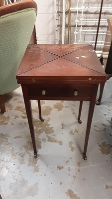 Lot 1244 - Edwardian mahogany envelope card table on square taper legs