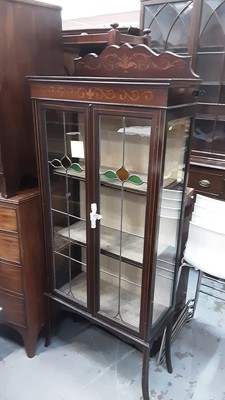 Lot 1248 - Edwardian inlaid mahogany display cabinet with shelved interior enclosed by two leaded glazed doors, 73cm wide, 31.5cm deep, 176cm high