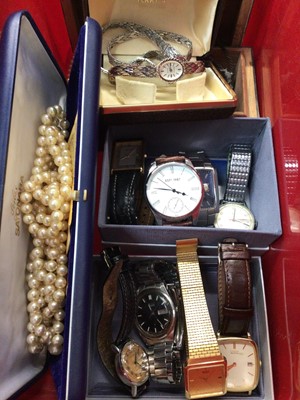 Lot 942 - Group of wristwatches including Mayfair ladies silver watch, Seiko, Citizen etc, silver necklace and bijouterie