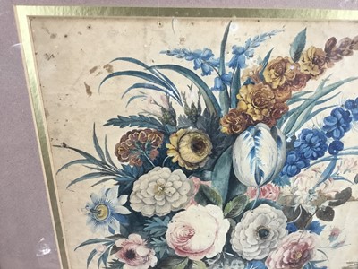 Lot 217 - 18th / 19th century watercolour depiction of a vase of flowers, in the Dutch tradition