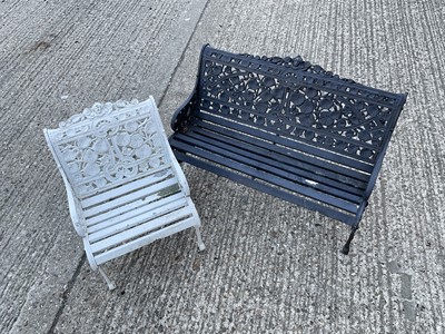 Lot 1264 - Miniature cast aluminium garden seat and a similar bench