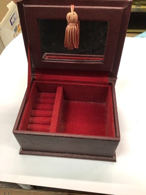 Lot 257 - Silver topped maroon leather jewellery box