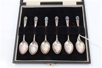 Lot 413 - Set of six 1930s Silverer coffee spoons with...