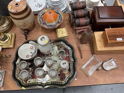 Lot 528 - Victorian stoneware brandy barrel together with boxes and sundries