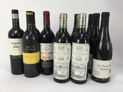 Lot 98 - Wine - nineteen bottles, various to include Marques De Riscal Rioja 2003 and others