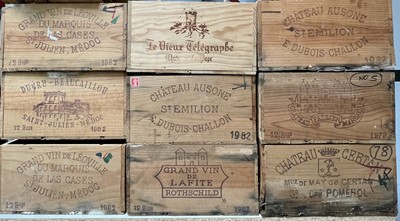 Lot 110 - Nine empty wooden wine cases to include Lafite, Chateau Certan, Chateau Palmer and others