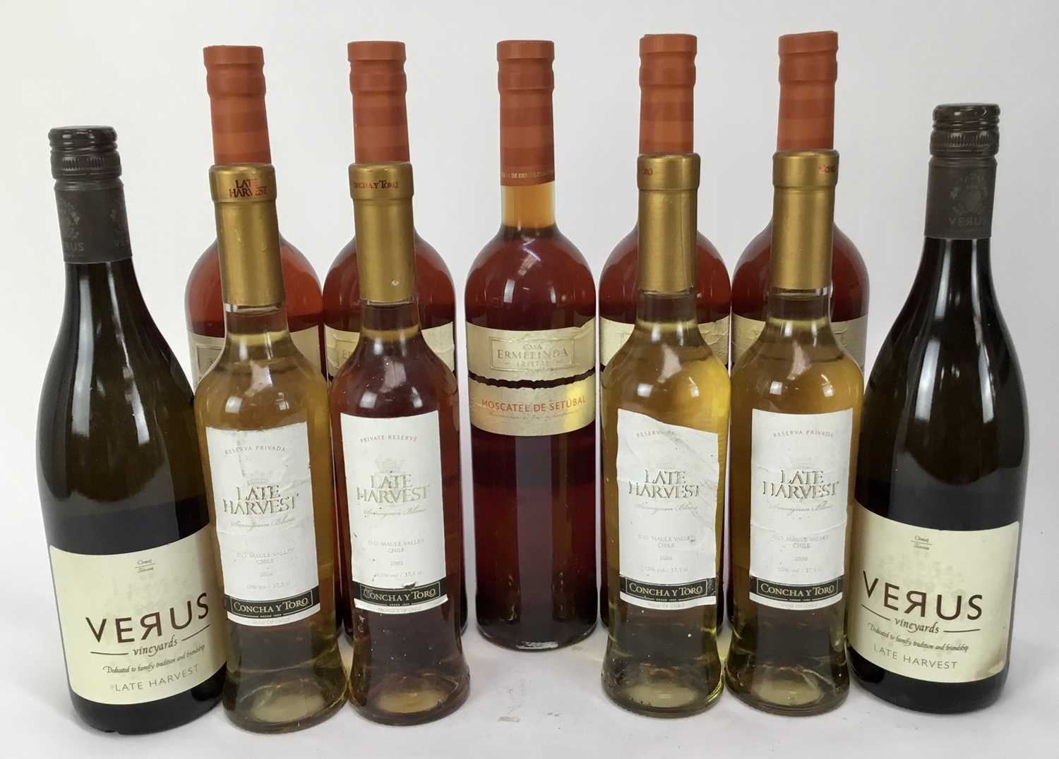 Lot 109 - Wine - eleven bottles, Moscatel De Setubal, 17.5%, 75cl (6), Chilean late harvest Sauvignon Blanc (4) and Verus vineyards ate harvest (2)