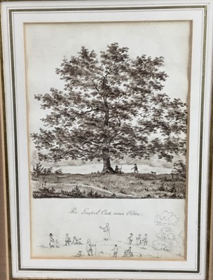 Lot 242 - English School, early 19th century, sepia watercolour - The Gospel Oak, near Olton, in glazed frame