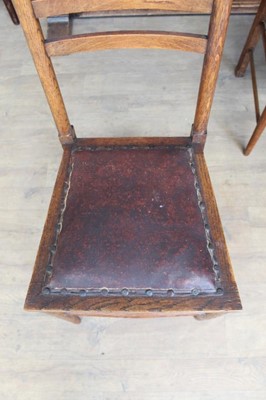 Lot 1328 - Small oak refectory table retailed by Libertys and set of six arts and create dining chairs