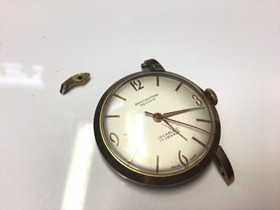 Lot 25 - 9ct gold cased Bravingtons Renown wristwatch with brown leather strap
