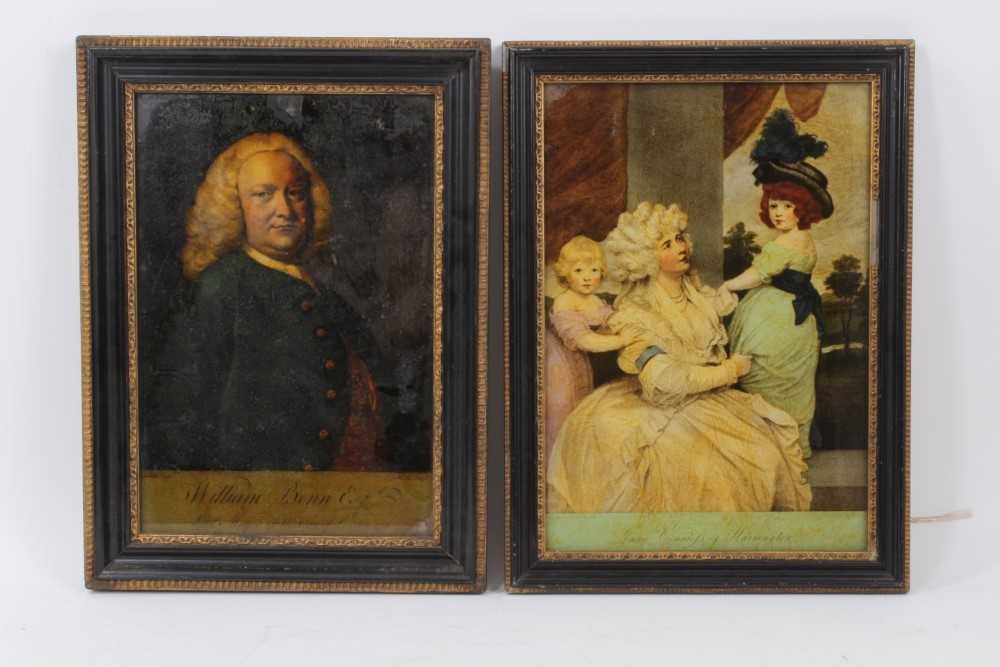 Lot 740 - Two Georgian style reverse prints on glass