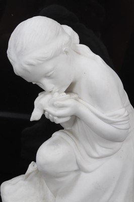 Lot 223 - Minton Parian ware figure of kneeling child with dead bird