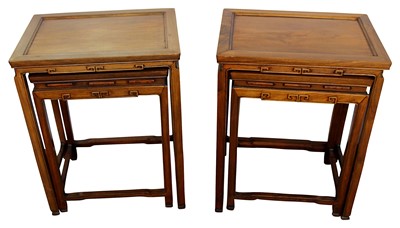 Lot 1335 - Two matching pairs of Chinese hardwood tables