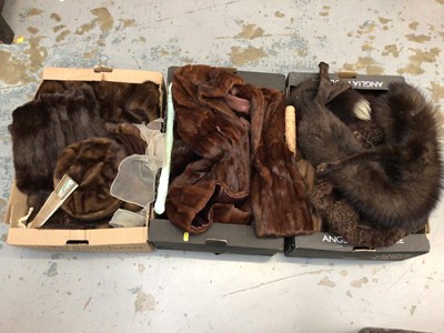 Lot 593 - Three boxes of vintage furs, including stoles and coats