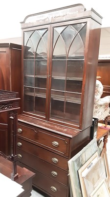 Lot 1334 - George III mahogany two height secretair bookcase