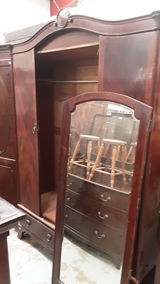 Lot 1344 - Early 20th century mahogany wardrobe with crossbanded decoration and central bevelled mirror door