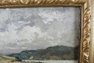 Lot 1050 - *Stuart Scott Somerville (1908-1983) pair of oils on board forming a panorama - Llandudno, signed and dated 1929, 25.5cm x 29.5cm, in glazed gilt frames
