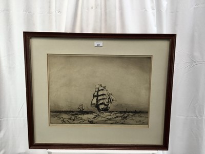 Lot 241 - Frank Henry Mason (1876-1965) Signed black and white etching - The Edystone Lighthouse, in glazed frame