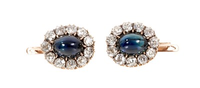 Lot 637 - Pair of antique sapphire and diamond cluster earrings