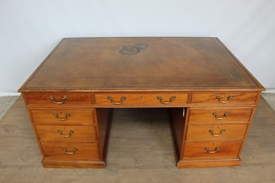 Lot 1376 - Good George III style mahogany partners desk