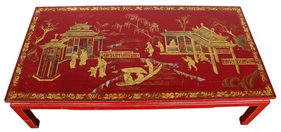 Lot 1377 - Chinese red lacquered low table