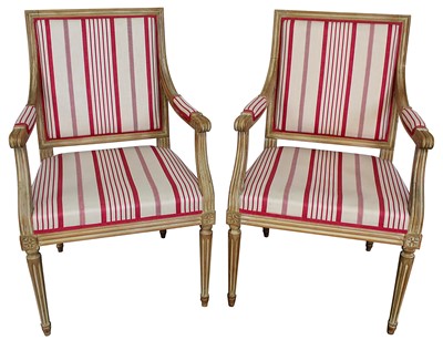 Lot 1380 - Pair of limed beech open armchairs