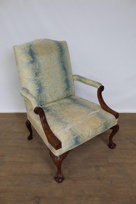 Lot 1289 - George II and later walnut Gainsborough open armchair