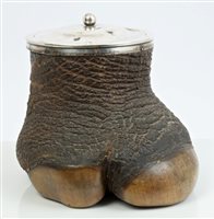 Lot 443 - Edwardian Silverer mounted rhinoceros foot...