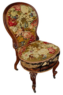 Lot 202 - Of local interest: Victorian walnut and tapestry upholstered side chair