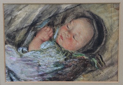 Lot 1116 - William Henry Hunt (1790-1864) watercolour - "Asleep", signed, in glazed gilt frame