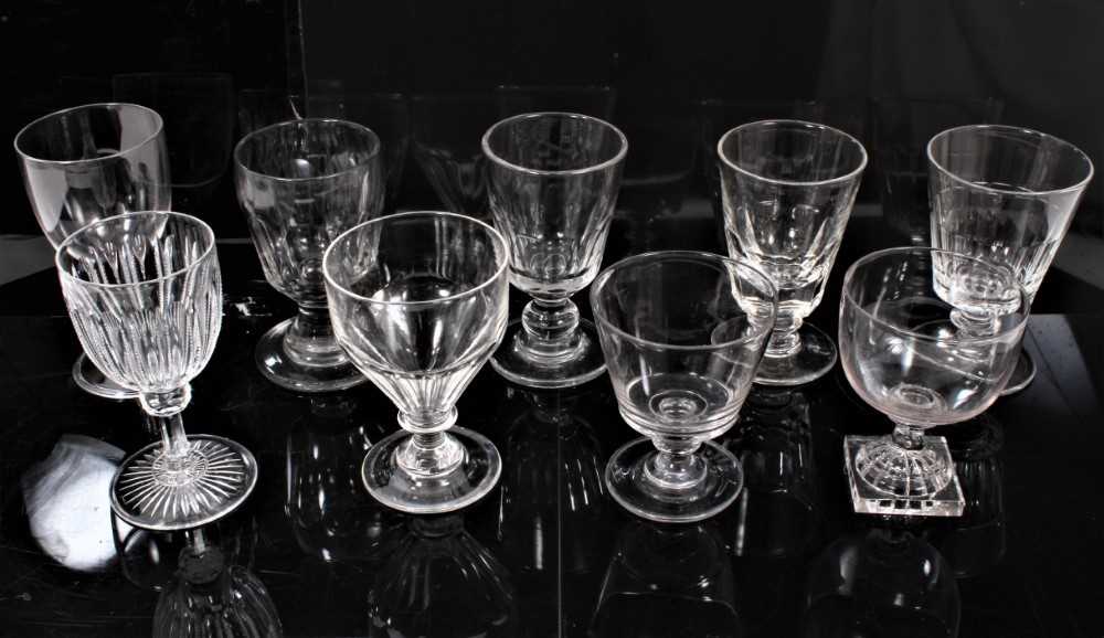 Lot 215 - Group of nine 19th century drinking glasses, of various shapes, including cut and engraved examples