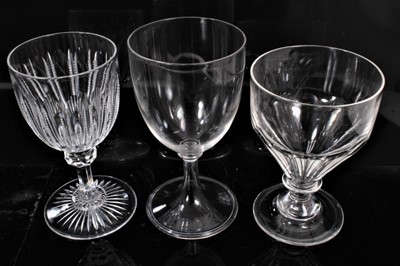 Lot 215 - Group of nine 19th century drinking glasses, of various shapes, including cut and engraved examples