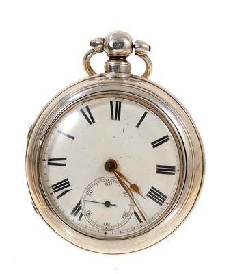 Lot 558 - Victorian gentlemen's silver pair-cased pocket watch with fusée movement by G L Millar of St. Boswells, numbered 8006, the circular white enamel dial with black Roman numerals and subsidiary second...