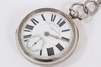 Lot 559 - Victorian gentleman's silver 'Coastguard Watch' by J.N.Masters of Rye, the key wind movement with engine turned silver dust cover, the circular white enamel dial with black Roman numerals and subsi...