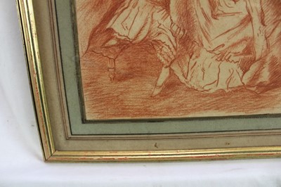 Lot 290 - Manner of Louis Rolland Trinquesse (1745/6-1799) red chalk on paper - The Musician, 29cm x 21cm, in ink and wash mount and gilt frame